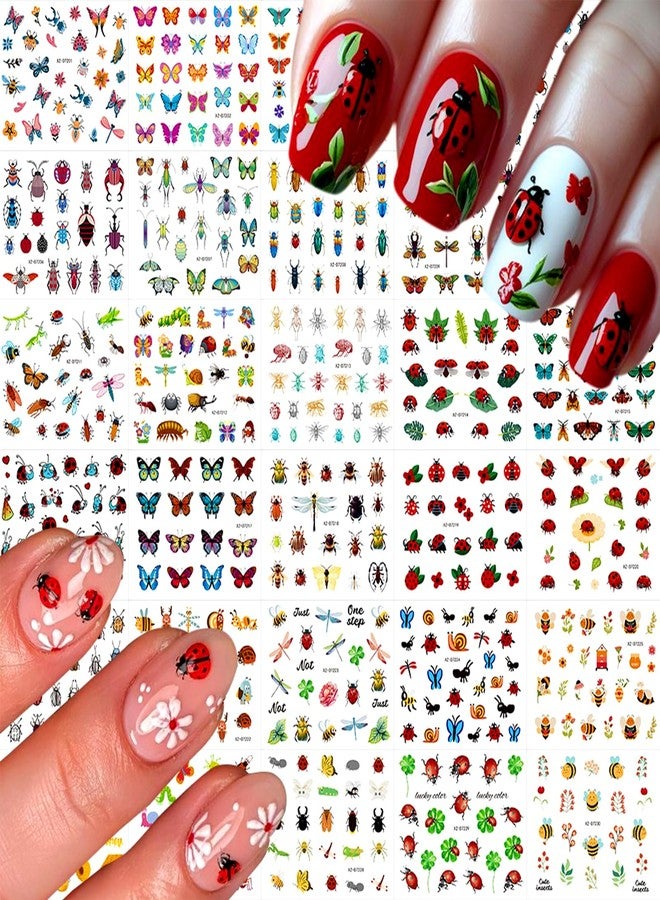 Snmzlc 30 Sheets Nail Art Stickers,Small Insect Butterfly Dragonfly Bee Nail Decals for Nails Design,3D Self Adhesive Supplies,Design Decoration Accessories for Women and GirlsUS361 (Insect) - Image 1
