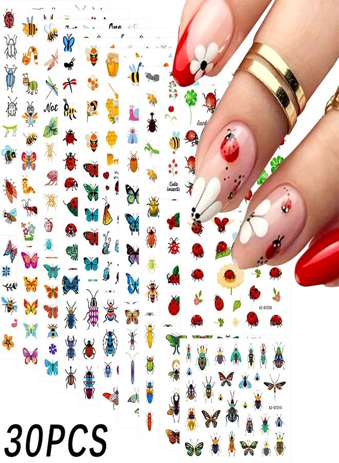 Snmzlc 30 Sheets Nail Art Stickers,Small Insect Butterfly Dragonfly Bee Nail Decals for Nails Design,3D Self Adhesive Supplies,Design Decoration Accessories for Women and GirlsUS361 (Insect) - Image 2