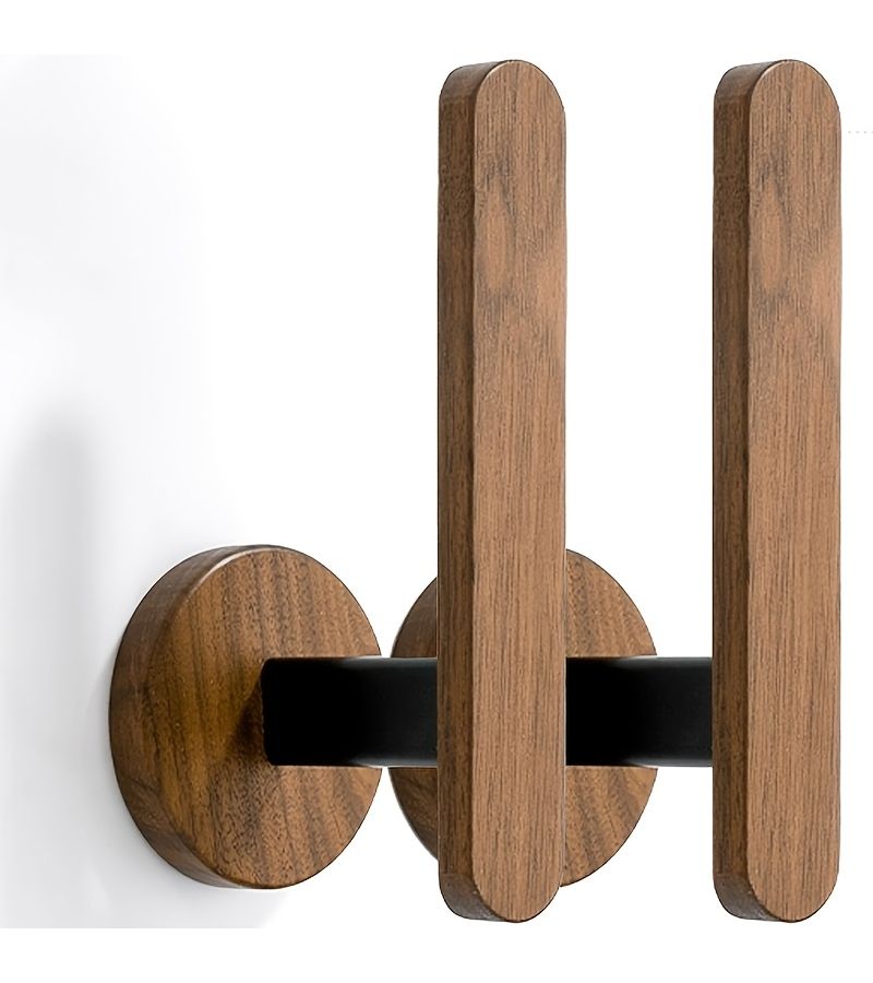 1 Piece Modern Curtain Fixing Hook Khaki No Drilling Required High Quality S Shaped Walnut Wood Base Wall Mounted Curtain Tieback Rustic Minimalist Style - Image 5