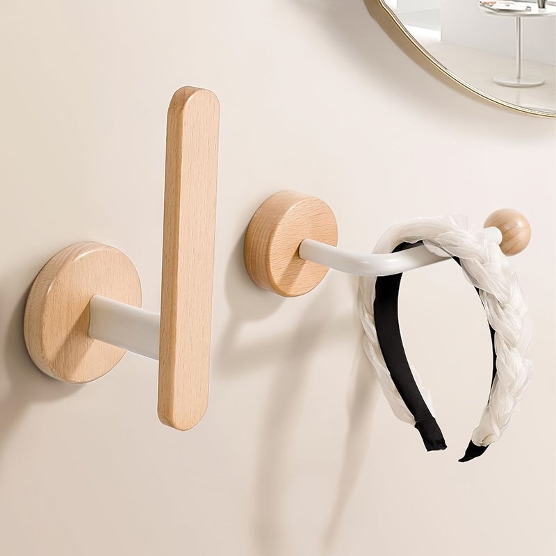 1 Piece Modern Curtain Fixing Hook Khaki No Drilling Required High Quality S Shaped Walnut Wood Base Wall Mounted Curtain Tieback Rustic Minimalist Style - Image 3