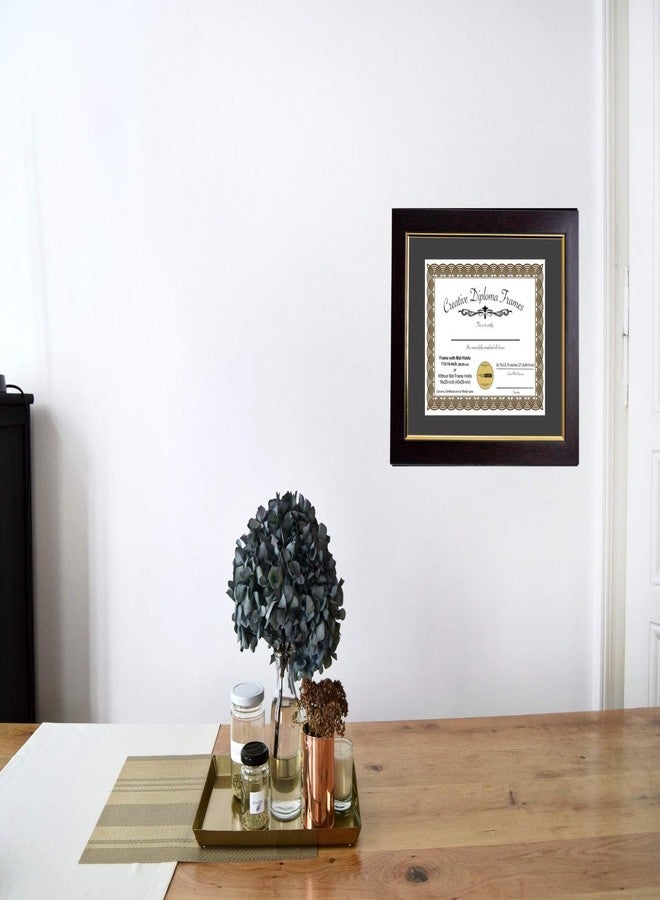 Creative Picture Frames 11x14 Mahogany Diploma Frame with Gold Rim Including Black Mat Glass and Installed Wall Hangers | Frame Holds 16x20 Media without Mat - Image 2
