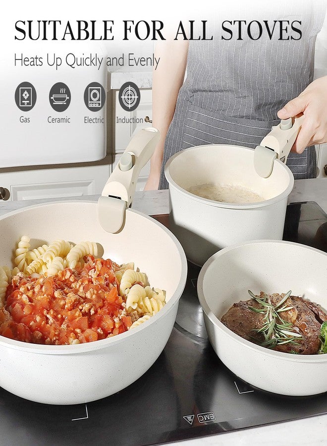 GiPP Pots and Pans Set Non Stick, Nonstick Cookware Sets Detachable Handle, Induction Kitchen Cookware with Removable Handle, RV Stackable Cookware Set, Oven/Dishwasher Safe (5) - Image 3