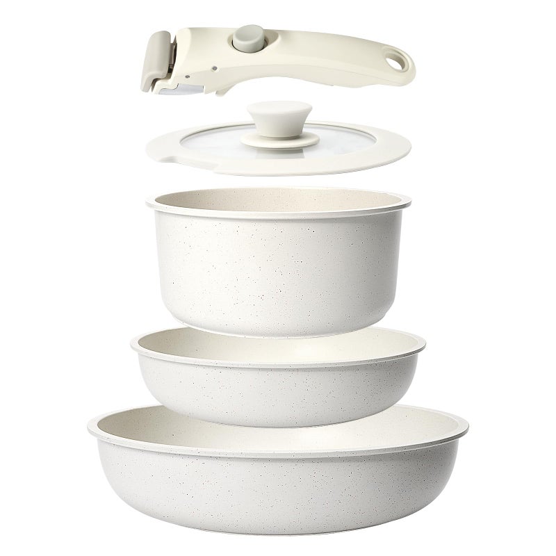 GiPP Pots and Pans Set Non Stick, Nonstick Cookware Sets Detachable Handle, Induction Kitchen Cookware with Removable Handle, RV Stackable Cookware Set, Oven/Dishwasher Safe (5) - Image 1