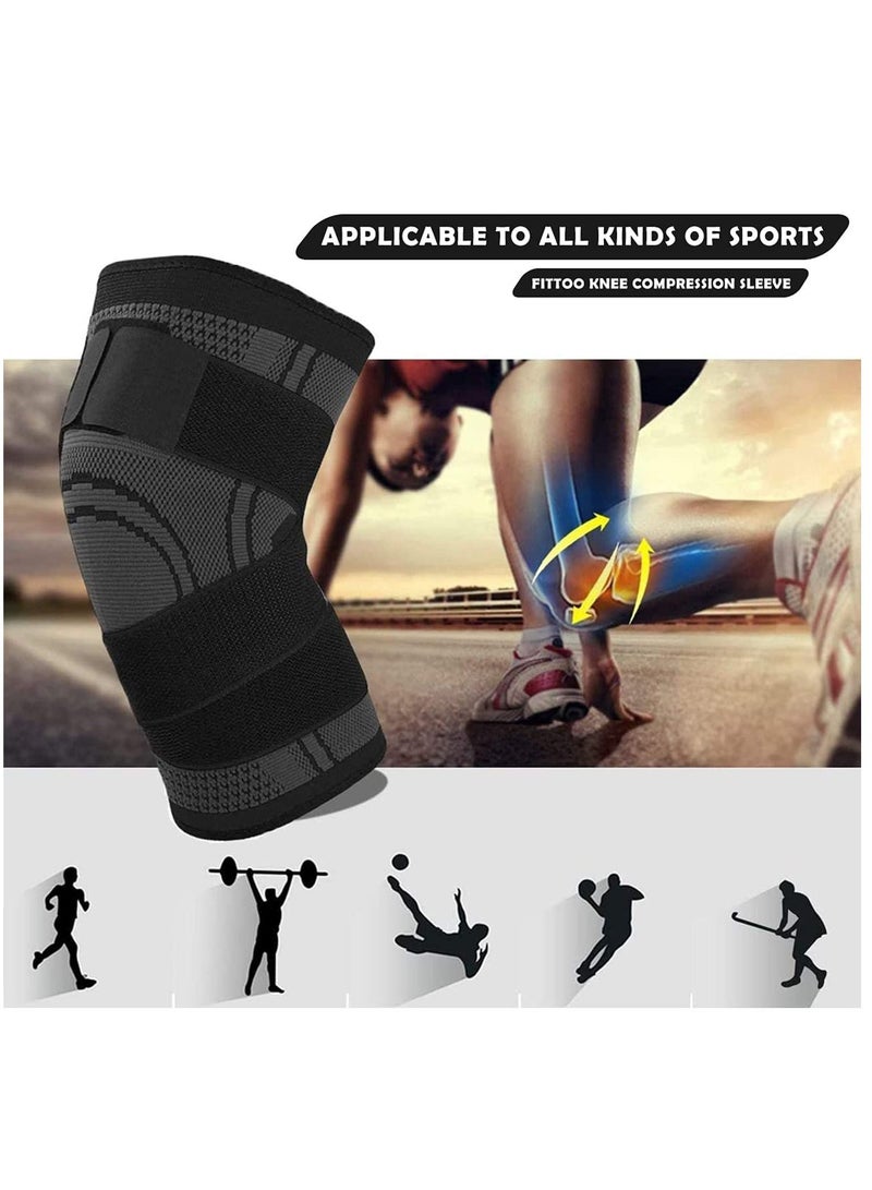 SYOSI Knee Brace Support with Adjustable Straps, Compression Knee Sleeve for Knee Discomfort, Suit for Running, Cycling, Tennis, Basketball and More Sports - Single - Image 3