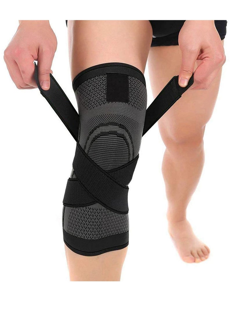 SYOSI Knee Brace Support with Adjustable Straps, Compression Knee Sleeve for Knee Discomfort, Suit for Running, Cycling, Tennis, Basketball and More Sports - Single - Image 1