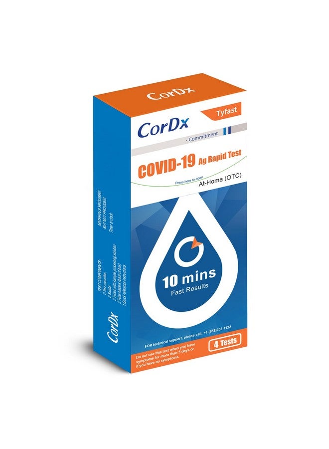 CorDx TyFast at Home COVID 19 Antigen Rapid Test Kit, Easy, Accurate, Fast Results in 10 Minutes. (4-Pack) - Image 1