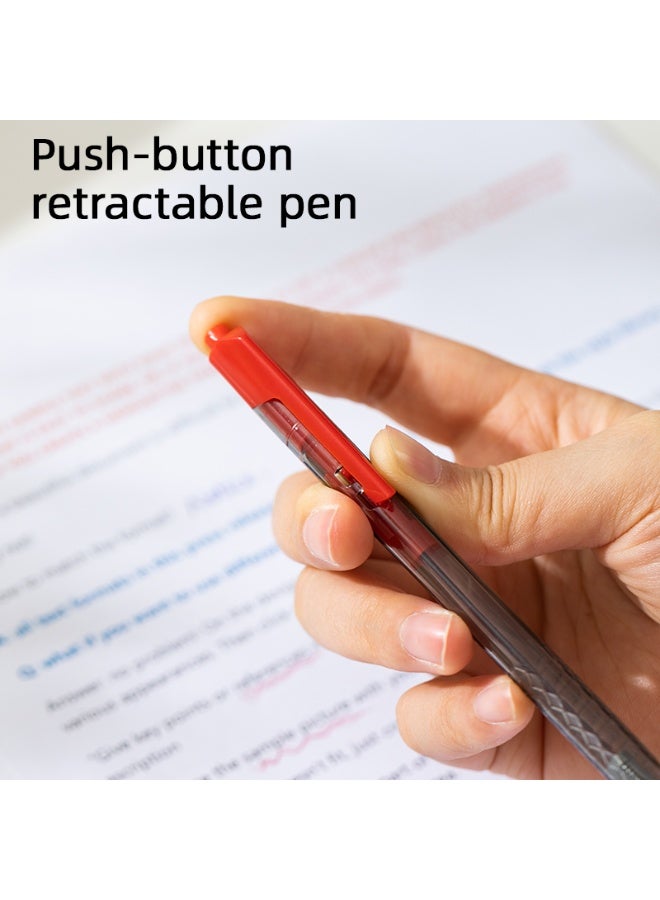 Deli EQ01340 Arrow Retractable Ballpoint Pens, 0.7mm Fine Point, Red Ink, Smooth Writing, Ergonomic Grip, 12 Pack. - Image 5