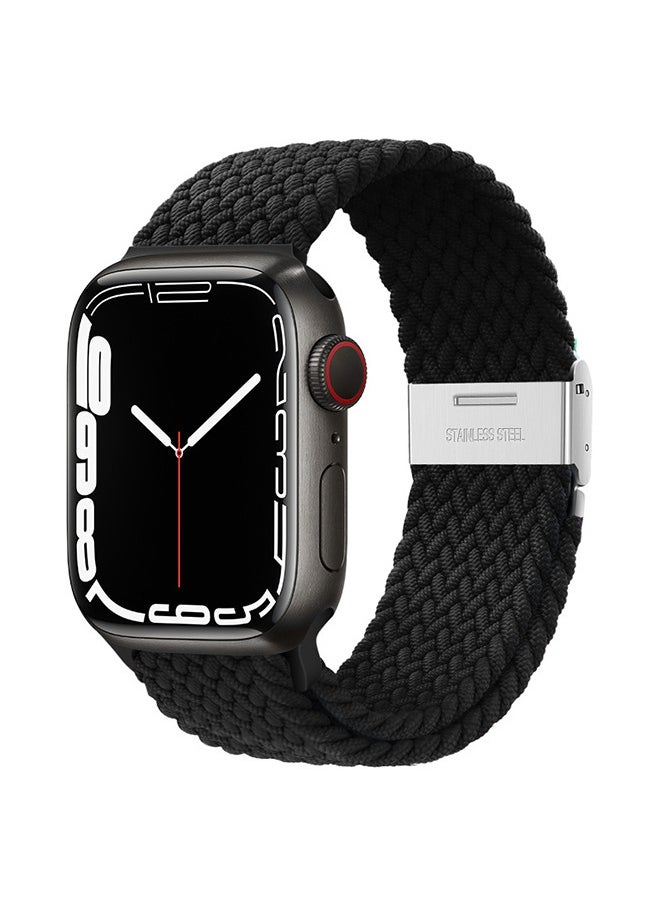 Generic - Watch Band for Apple Watch 38mm 40mm 41mm Strap, Adjustable Braided Replacement Bands Straps Stretchable Elastic Sport Wristband for Watch Ultra/Ultra 2 Series 9/8/7/6/SE/5/4/3/2/1 (Black) - Image 1