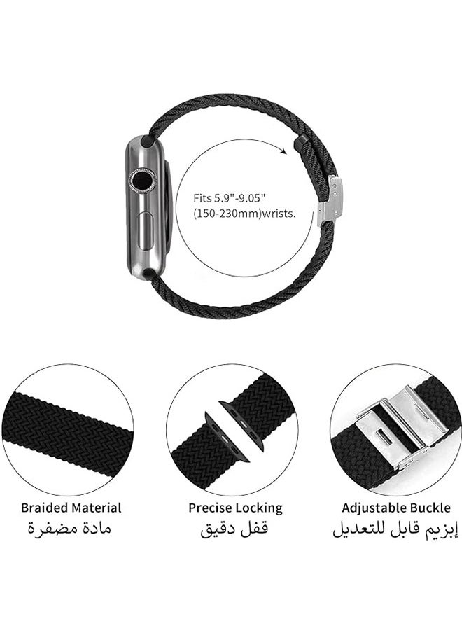 Generic - Watch Band for Apple Watch 38mm 40mm 41mm Strap, Adjustable Braided Replacement Bands Straps Stretchable Elastic Sport Wristband for Watch Ultra/Ultra 2 Series 9/8/7/6/SE/5/4/3/2/1 (Black) - Image 1