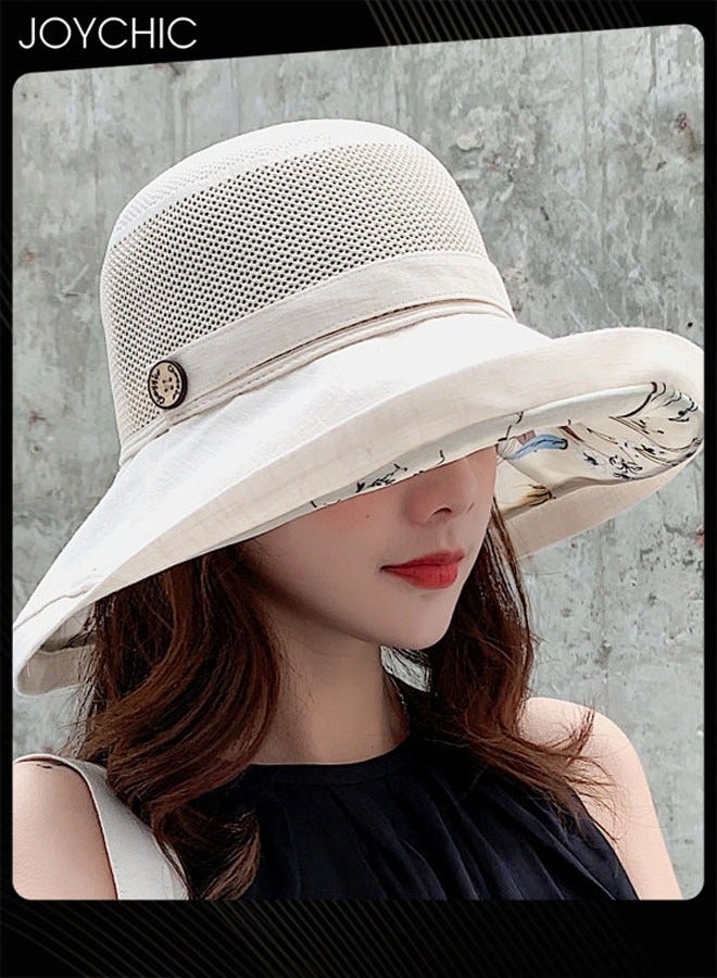 Joychic قبعة شمسية صيفية للنساء بشبكة واسعة الحواف للسفر في الهواء الطلق قابلة للتعبئة والطوي مع حماية من الأشعة فوق البنفسجية - Image 1