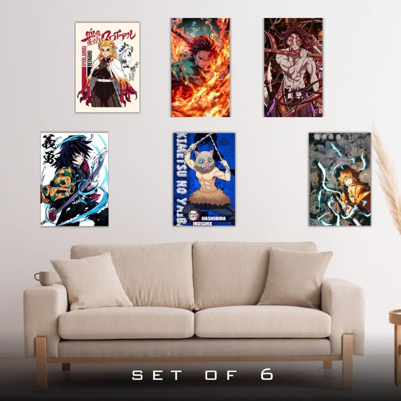 Anime posters | set of 6 poster, (12x18) inches poster size, for home and room decoration, perfect for_DEMON_SLAYER_ fans, wall art for ANIME enthusiasts  - Image 2