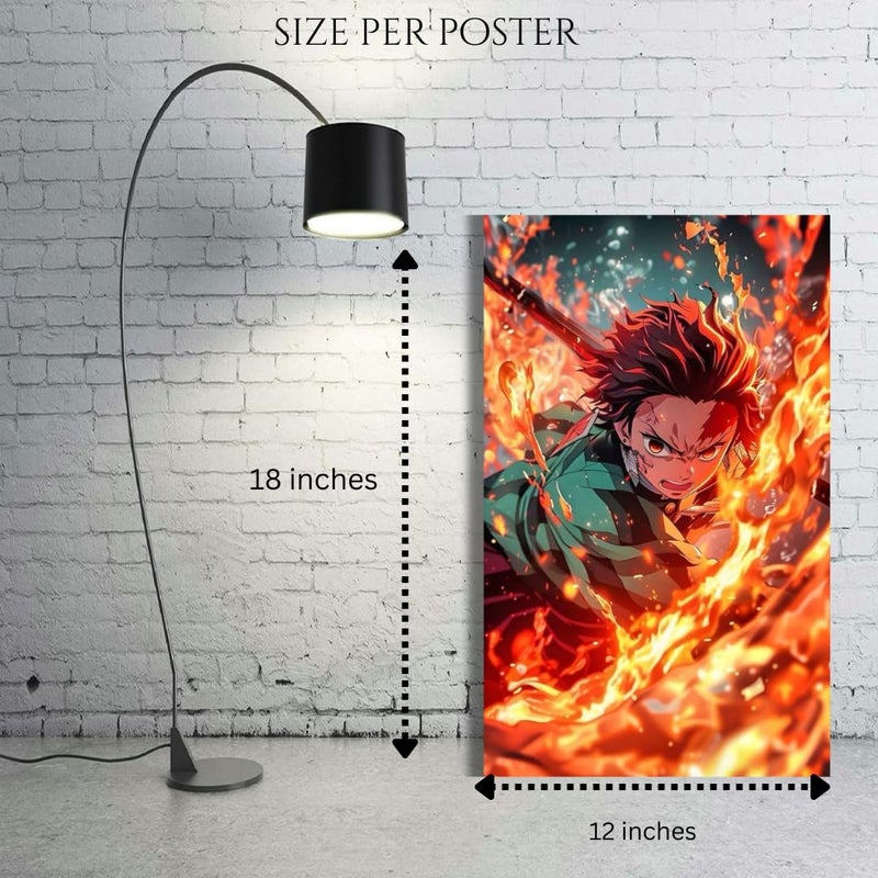 Anime posters | set of 6 poster, (12x18) inches poster size, for home and room decoration, perfect for_DEMON_SLAYER_ fans, wall art for ANIME enthusiasts  - Image 3