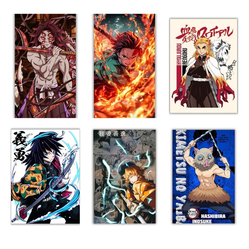 Anime posters | set of 6 poster, (12x18) inches poster size, for home and room decoration, perfect for_DEMON_SLAYER_ fans, wall art for ANIME enthusiasts  - Image 1
