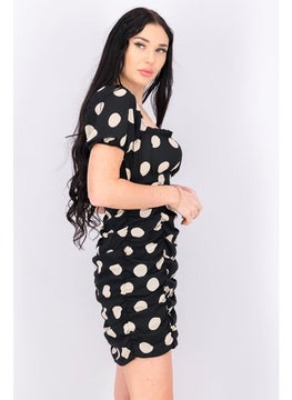 Miss Selfridge Women Polka Dots Short Sleeve Mini Dress, Black  - Image 2