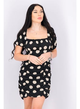 Miss Selfridge Women Polka Dots Short Sleeve Mini Dress, Black  - Image 1