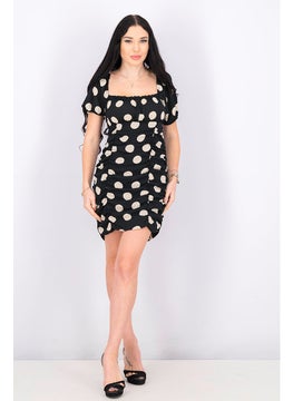 Miss Selfridge Women Polka Dots Short Sleeve Mini Dress, Black  - Image 4