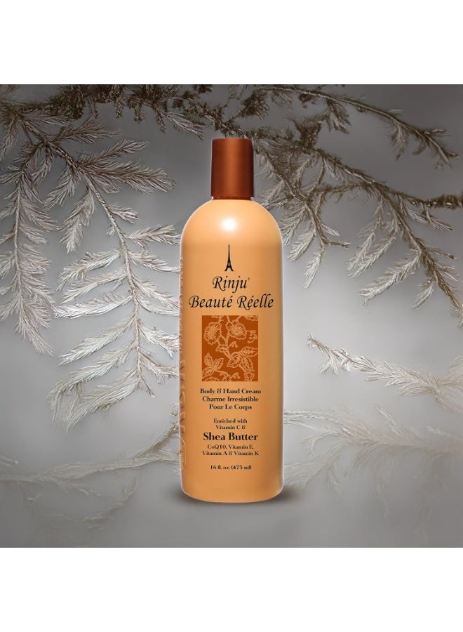 Rinju BeautÃ© RÃ©elle Body & Hand Cream - Non-Greasy Cream for Women & Men - 16 Oz Shea Butter Cream for Extremely Dry Skin - CoQ10, Vitamin E, A & K Moisturizer - Soothes, Caressed and Pampers Skin - Image 2