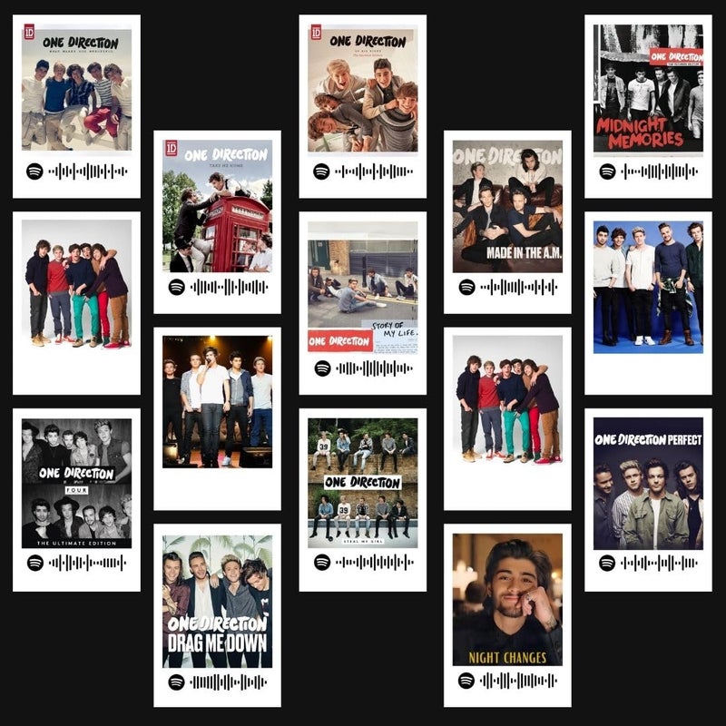 Funk You One Direction Poster | One Direction Band Songs Mini Poster Kit (Set of 15) | One Direction's Drag me down, Night Changes Songs (8 x 6 cm) for Phone Accessories, Bedroom, Office, room decoration - Image 1