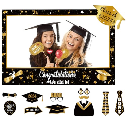 Large Size Graduation Photo Frame  14 Congrats Photo Booth Props Party Supplies  Grad Class of 2024 Decorations Favors Assembly Needed