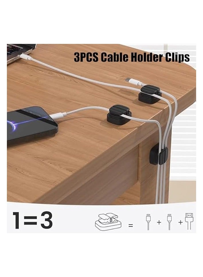 erorex 3 Pack Cable Organizer Cable Holder Clips Adhesive Charger Cable Management Clips Under Desk Cable Management for Home Office Desk Phone Car Wall Desktop Nightstand - Image 2