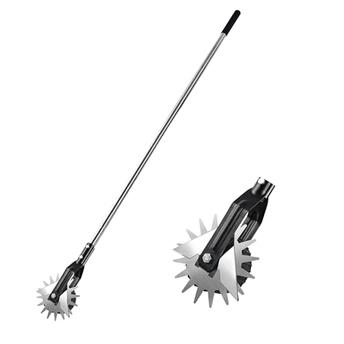 BARAYSTUS Wheel Rotary Edger Lawn Tool, Grass Edge Trimmer, Sidewalk Manual Lawn Edger, Strong 3 Sections Stainless Steel Handle with Cushion Grip, 58.3-Inch - Image 1