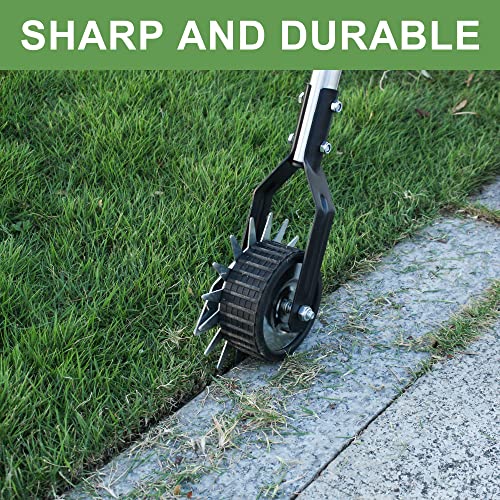 BARAYSTUS Wheel Rotary Edger Lawn Tool, Grass Edge Trimmer, Sidewalk Manual Lawn Edger, Strong 3 Sections Stainless Steel Handle with Cushion Grip, 58.3-Inch - Image 5