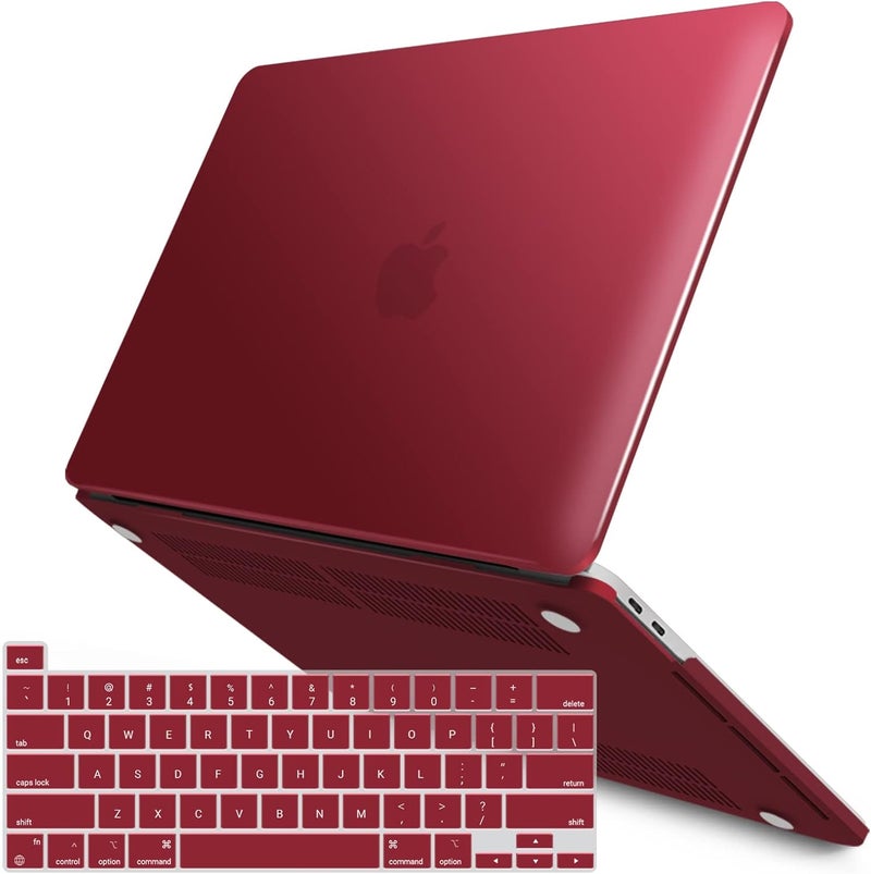 I Benzer Compatible with 2025 2024 M2 MacBook Pro 13 Inch Case 2025-2016 M1 A2338 A2289 A2251 A2159 A1989 A1706 A1708, Hard Shell Case & Keyboard Cover for Mac Pro 13, Wine Red, T13WR+1C - Image 1