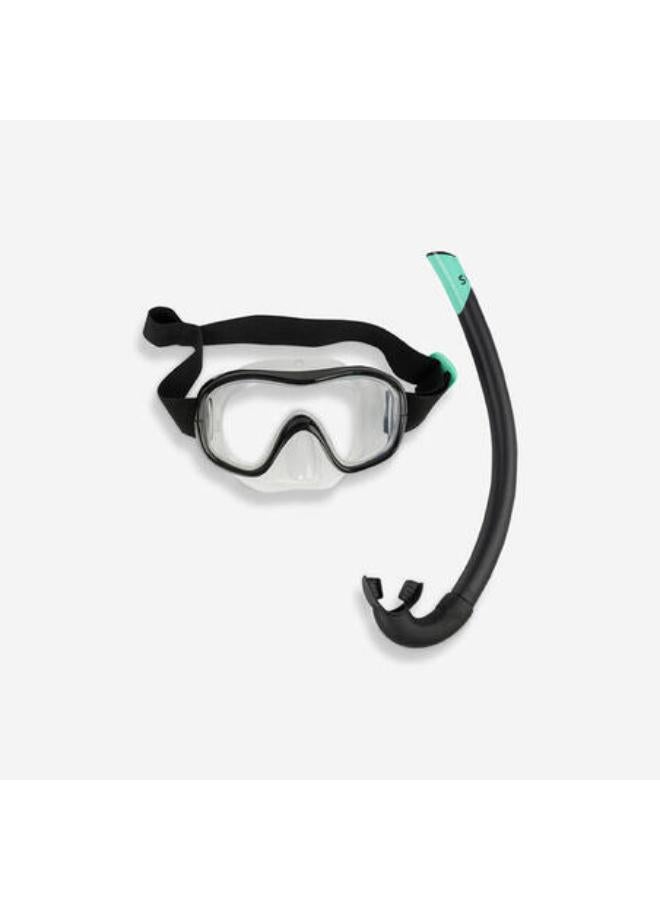Subea Adult Snorkelling Mask Snorkel Diving Set SUBEA 100 - Black - Image 1
