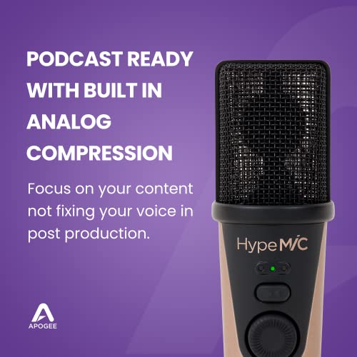 Apogee Hype Mic - USB Microphone with Analog Compression for Capturing Vocals and Instruments, Streaming, Podcasting, and Gaming - Image 2