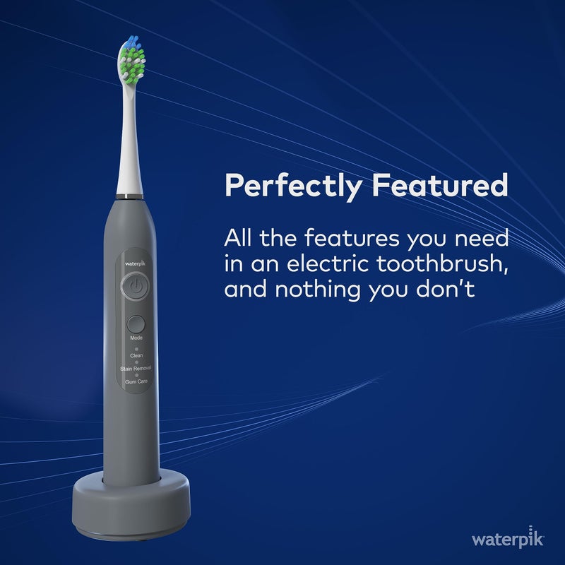 Waterpik Sensonic Sonic Electric Toothbrush, Rechargeable Toothbrush for Adults with 3 Modes, Travel Case, USB Charger, Modern Gray STW-03W027, Packaging May Vary - Image 3