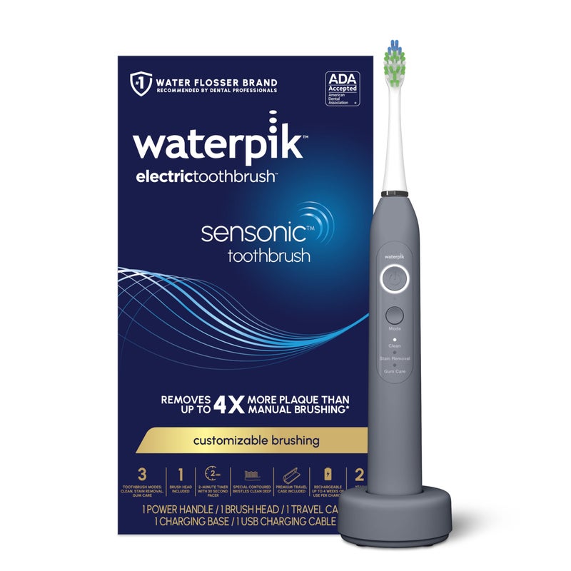 Waterpik Sensonic Sonic Electric Toothbrush, Rechargeable Toothbrush for Adults with 3 Modes, Travel Case, USB Charger, Modern Gray STW-03W027, Packaging May Vary - Image 1