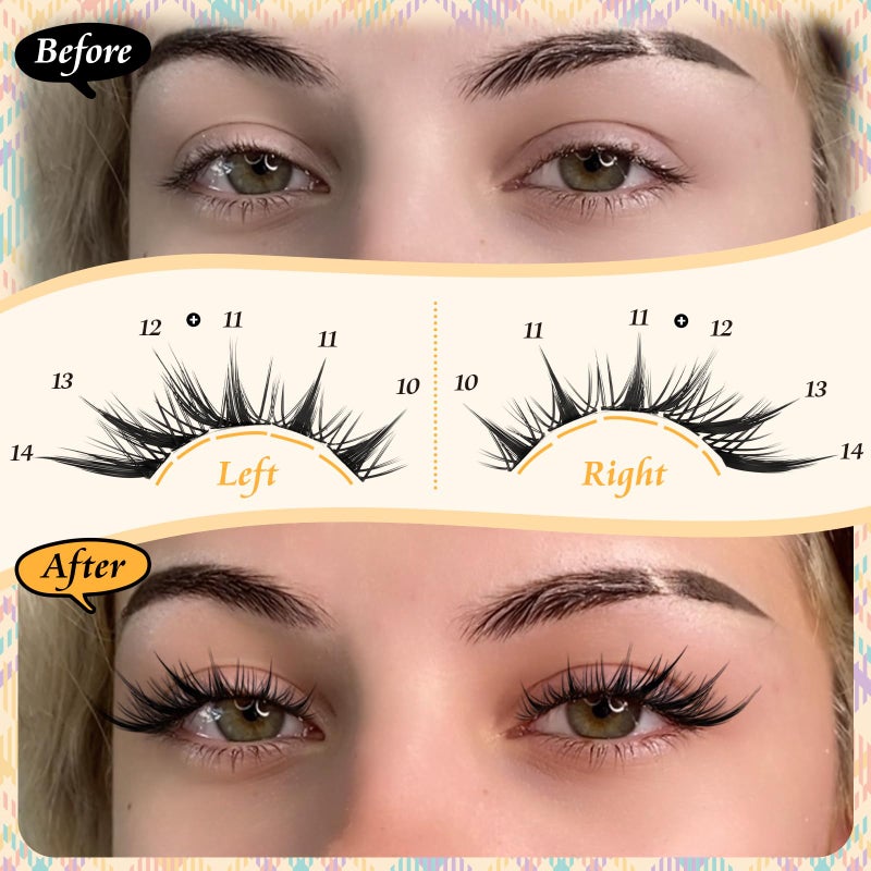 calphdiar Lash Clusters Fox Eye Cluster Eyelash Extensions Manga Eyelash Clusters Fairy Lash Extension 180Pcs Spiky Individual Lashes 10-14mm Natural Cat Eye Lashes Clusters Anime Eyelash Cluster - Image 4