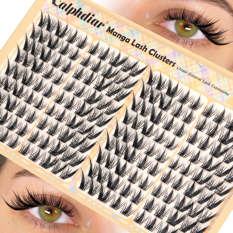 calphdiar Lash Clusters Fox Eye Cluster Eyelash Extensions Manga Eyelash Clusters Fairy Lash Extension 180Pcs Spiky Individual Lashes 10-14mm Natural Cat Eye Lashes Clusters Anime Eyelash Cluster - Image 1