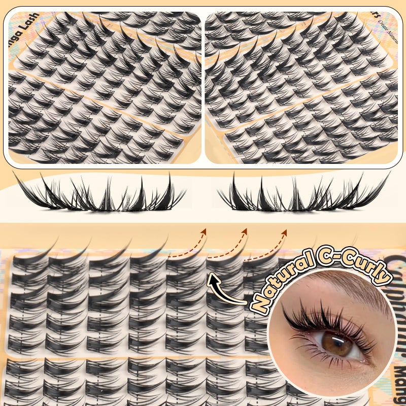 calphdiar Lash Clusters Fox Eye Cluster Eyelash Extensions Manga Eyelash Clusters Fairy Lash Extension 180Pcs Spiky Individual Lashes 10-14mm Natural Cat Eye Lashes Clusters Anime Eyelash Cluster - Image 5