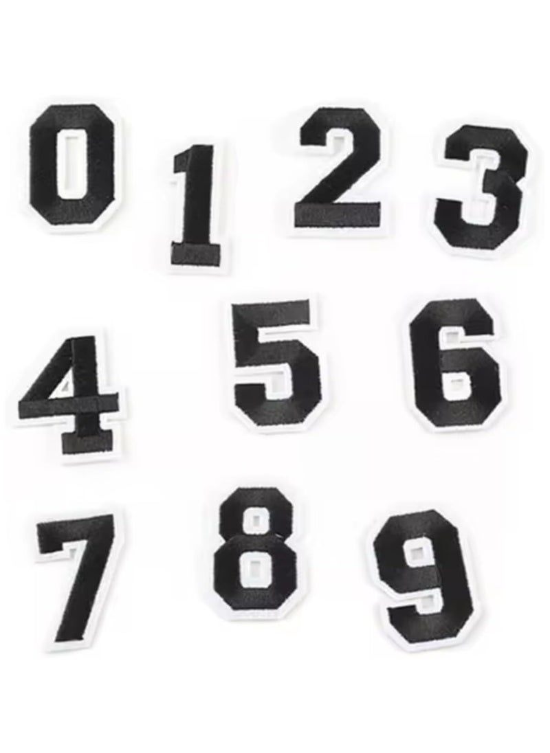 SOLDOUT 10 PCS/Set 0-9 Numbers Colorful Number Digit Fabric Embroidery Letter Patches Iron on Applique Sewing Supplies For DIY Jackets Apparel Decor (Set of 10, Black)  - Image 1