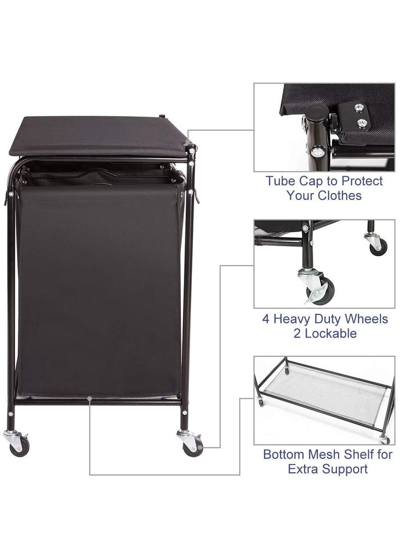 XiuWoo Foldable Ironing Board with Removable Bags Laundry Basket Hamper Sorter - Image 4