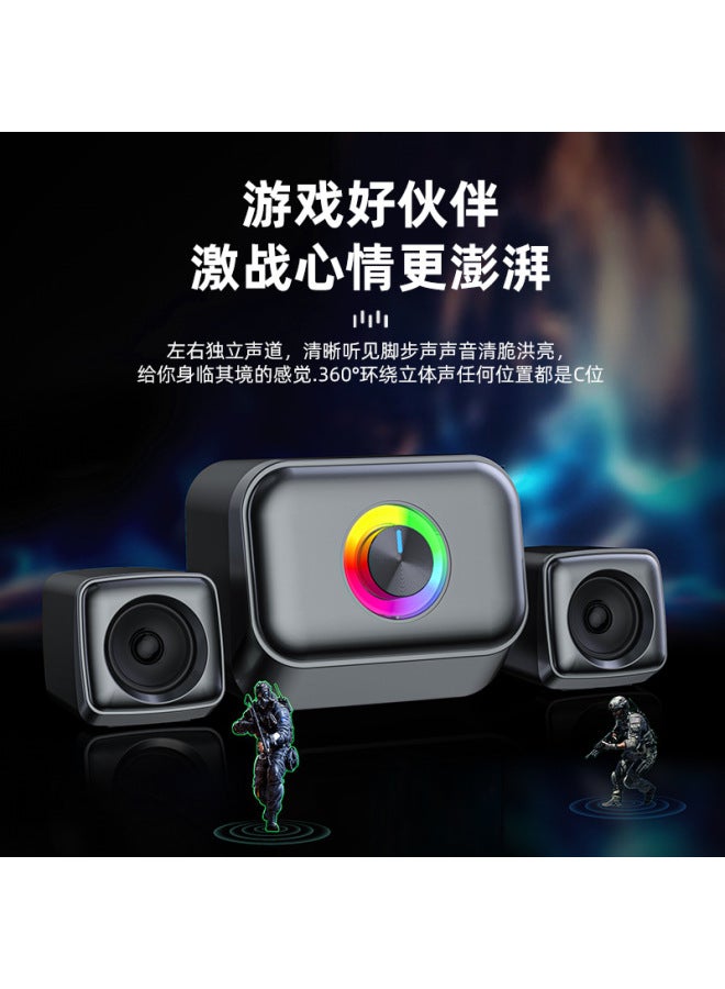 Multimedia Subwoofer Desktop Computer Laptop Mobile Phone Usb2.1 Small Speaker Bluetooth Audio Connection Stereo