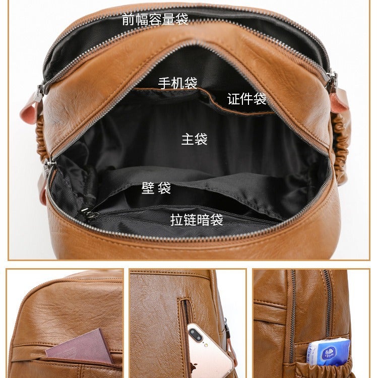 Backpack Women'S Bag Antifreeze Composite Cowhide Large Capacity Casual Soft Leather Backpack Women'S Travel Bag - Image 5