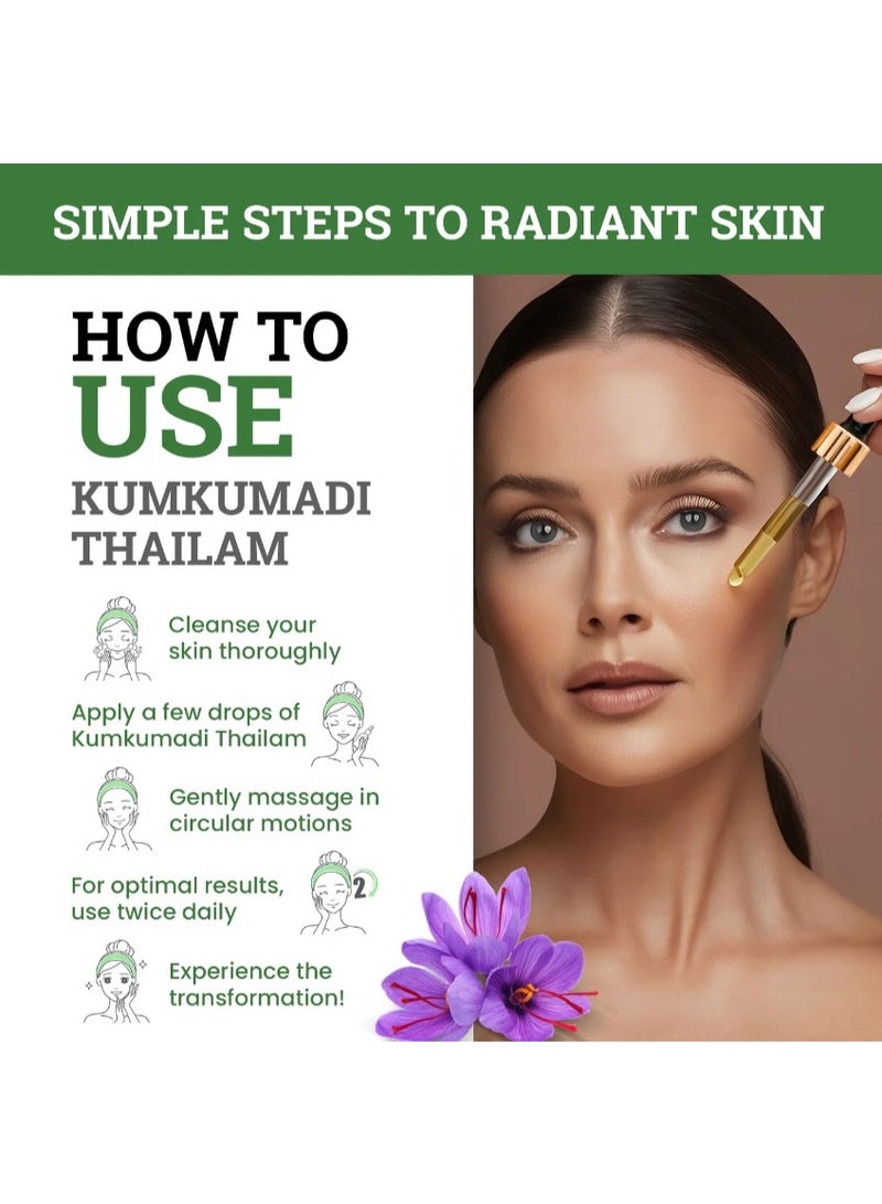 KAR Mark Kunkumadi Face Tailam 30ml – Herbal Skin Brightening & Radiance Oil - Image 3