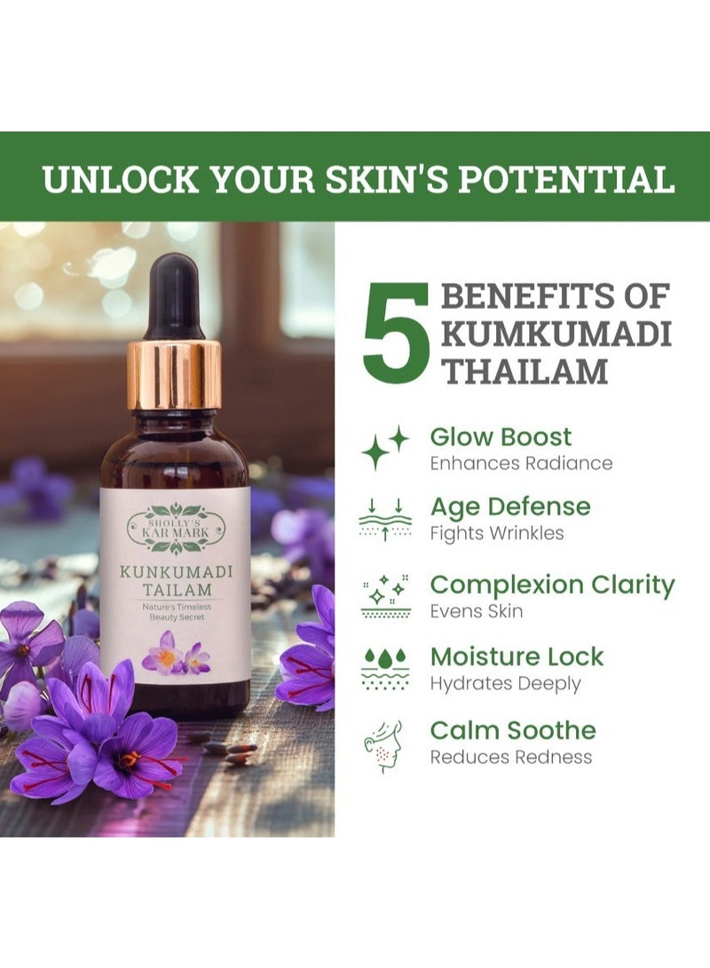 KAR Mark Kunkumadi Face Tailam 30ml – Herbal Skin Brightening & Radiance Oil - Image 4