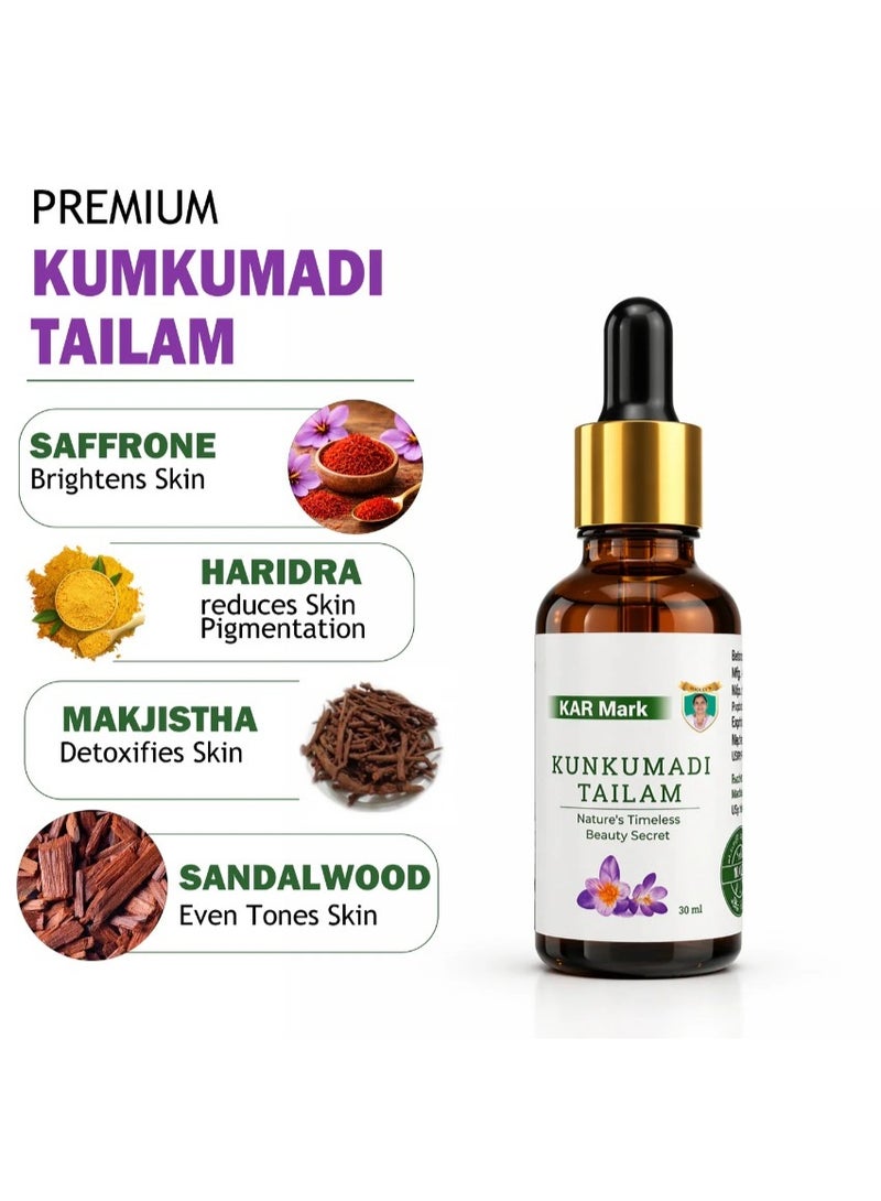 KAR Mark Kunkumadi Face Tailam 30ml – Herbal Skin Brightening & Radiance Oil - Image 5
