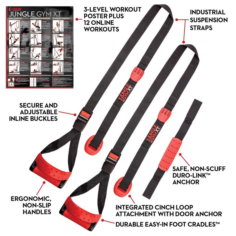 Lifeline Jungle Gym XT Body Weight Suspension Trainer System â€“ Patented Split Anchor, Full-Body Workout, Lightweight Home Suspension Training Kit for Home Gym, Workout Equipment - Image 2