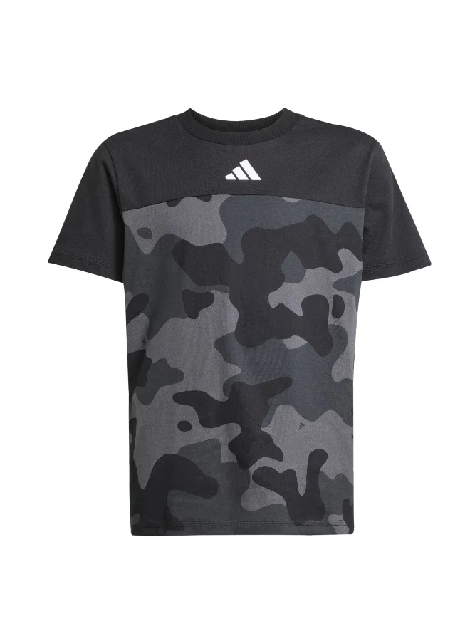 Adidas Adidas J  Camo T Black T-Shirt (Short Sleeve) T-Shirts For Kids