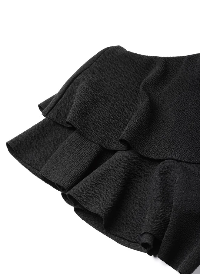 SASSAFRAS Fitted One-Shoulder Black Top for Women