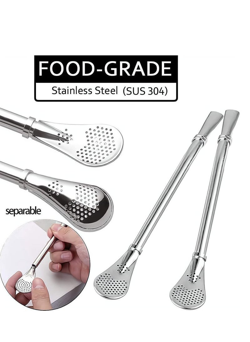 واي آند دي كوب شاي يربا ميت 230 مل لون أخضر فاتح من الفولاذ المقاوم للصدأ مزدوج الجدران سهل الغسل عازل منزلي مات لشرب أوراق الشجر السائبة مع مصاصة بومبيلا - Image 4