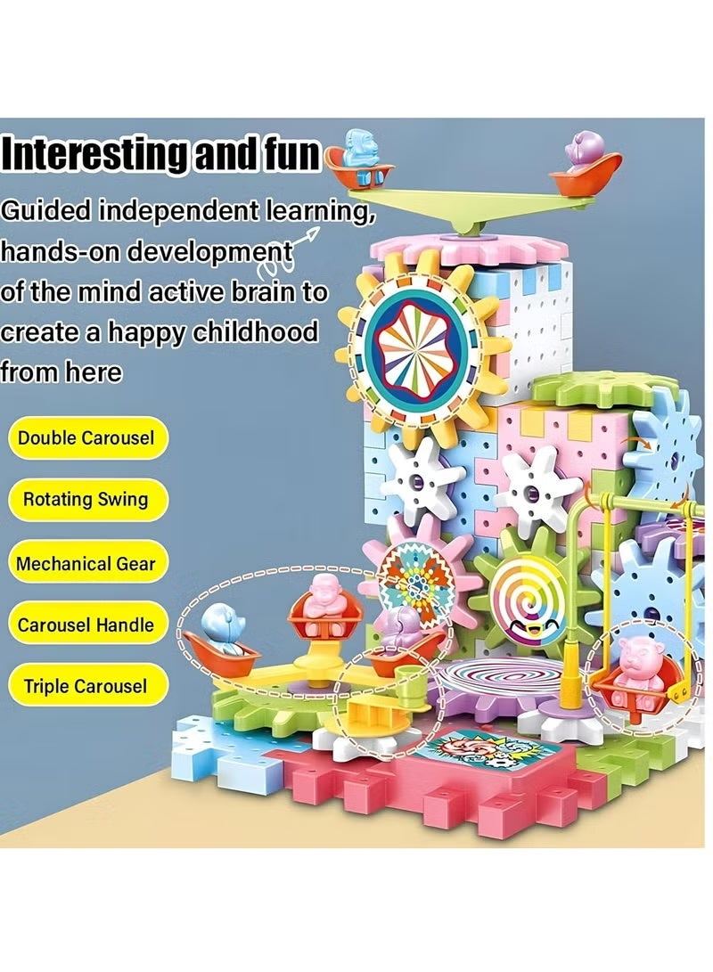 DIY Electric Building Blocks Set - 83 Pcs AA Battery Operated Gear Toy & Educational STEM Building Kit for Kids 3+ Years - Image 2