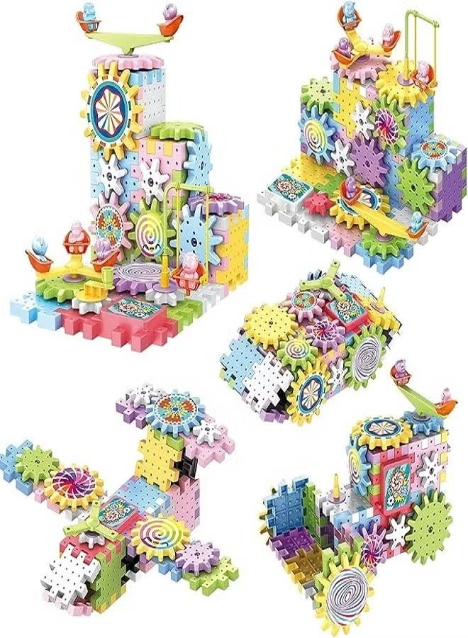 DIY Electric Building Blocks Set - 83 Pcs AA Battery Operated Gear Toy & Educational STEM Building Kit for Kids 3+ Years - Image 1