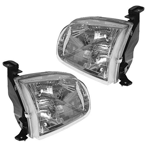 TRQ 2 Piece Headlight Assembly Set Chrome Bezel Driver & Passenger Side Compatible with Toyota Tundra 2000-2004 TO2502129 TO2503129 811100C010 811500C010 - Image 3