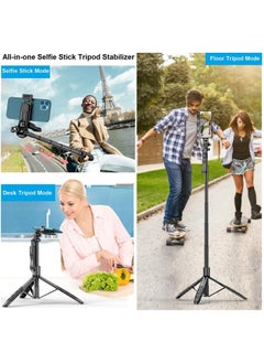 NNEWVANTE Selfie Stick Phone Tripod for iPhone - 60" Extendable Cell Phone Tripod Remote for iPhone Android Camera 360° Rotating Travel Tripod Stabilizer Phone Stand Holder for Pictures Video Record Vlog  - Image 2