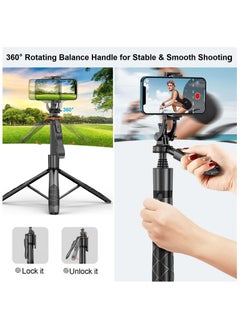 NNEWVANTE Selfie Stick Phone Tripod for iPhone - 60" Extendable Cell Phone Tripod Remote for iPhone Android Camera 360° Rotating Travel Tripod Stabilizer Phone Stand Holder for Pictures Video Record Vlog  - Image 4